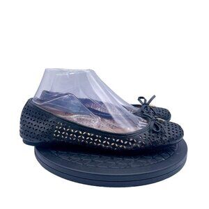 Michael Kors Black Leather Olivia logo Flats Womens shoes Size 8M